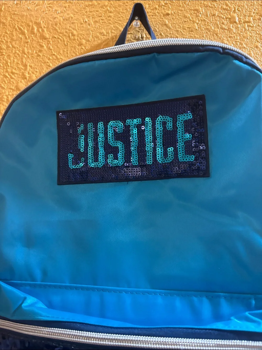 Justice Bright Teal Sequin Front Backpack